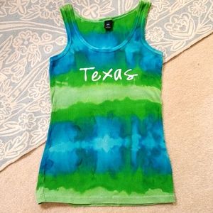 Point Sportswear tie-dye TEXAS tank top tee green blue size large